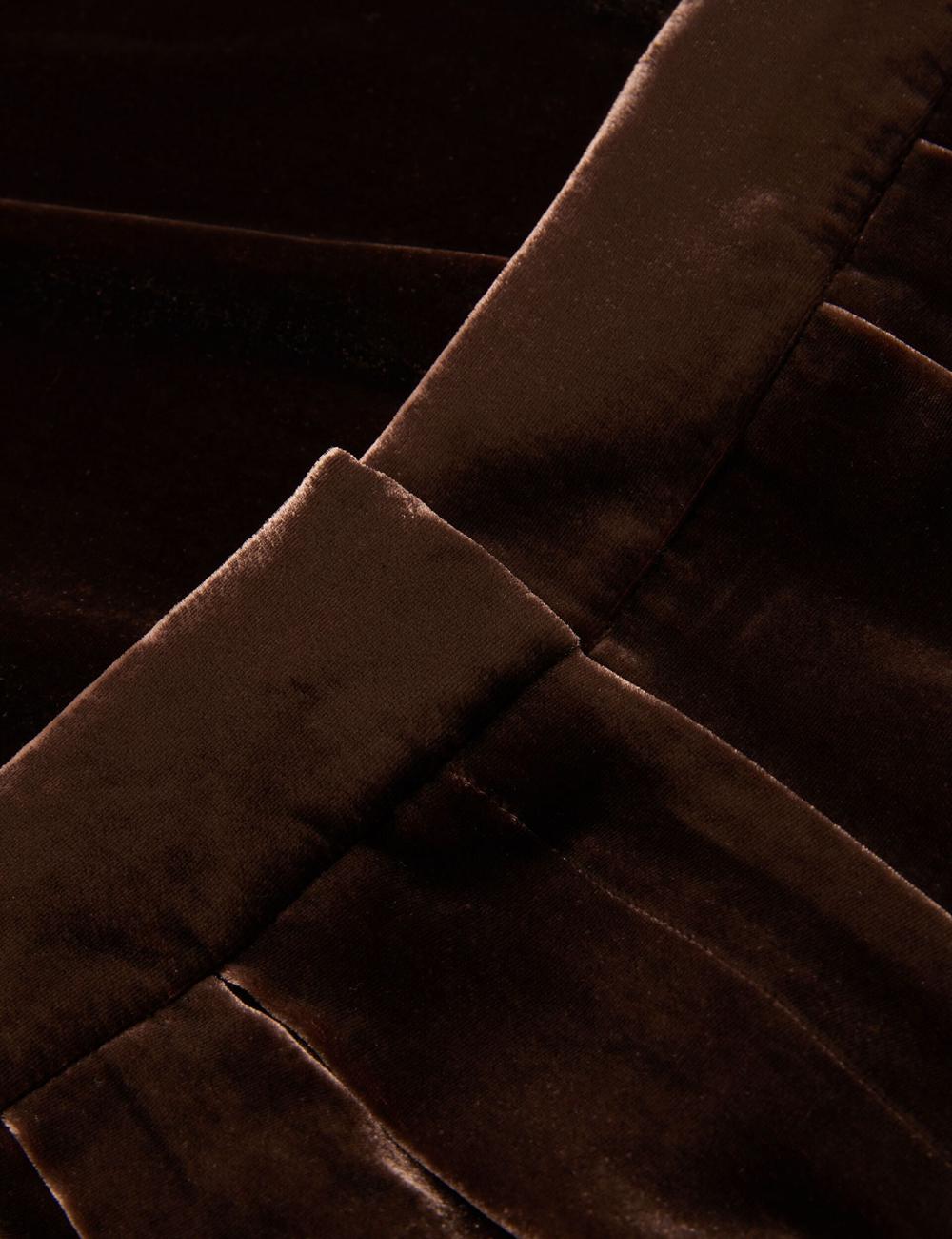 Women Ted Baker MOMIJIT - Velvet Pleated Wide Leg Trousers Brown | KSA  9348-NHXLP