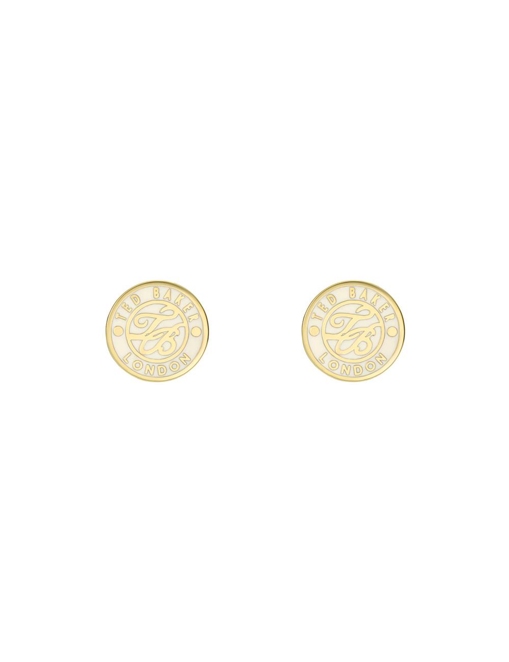 Women Ted Baker MONLIA - Monogram Logo Stud Earrings Gold | KSA  0948-GIYAS