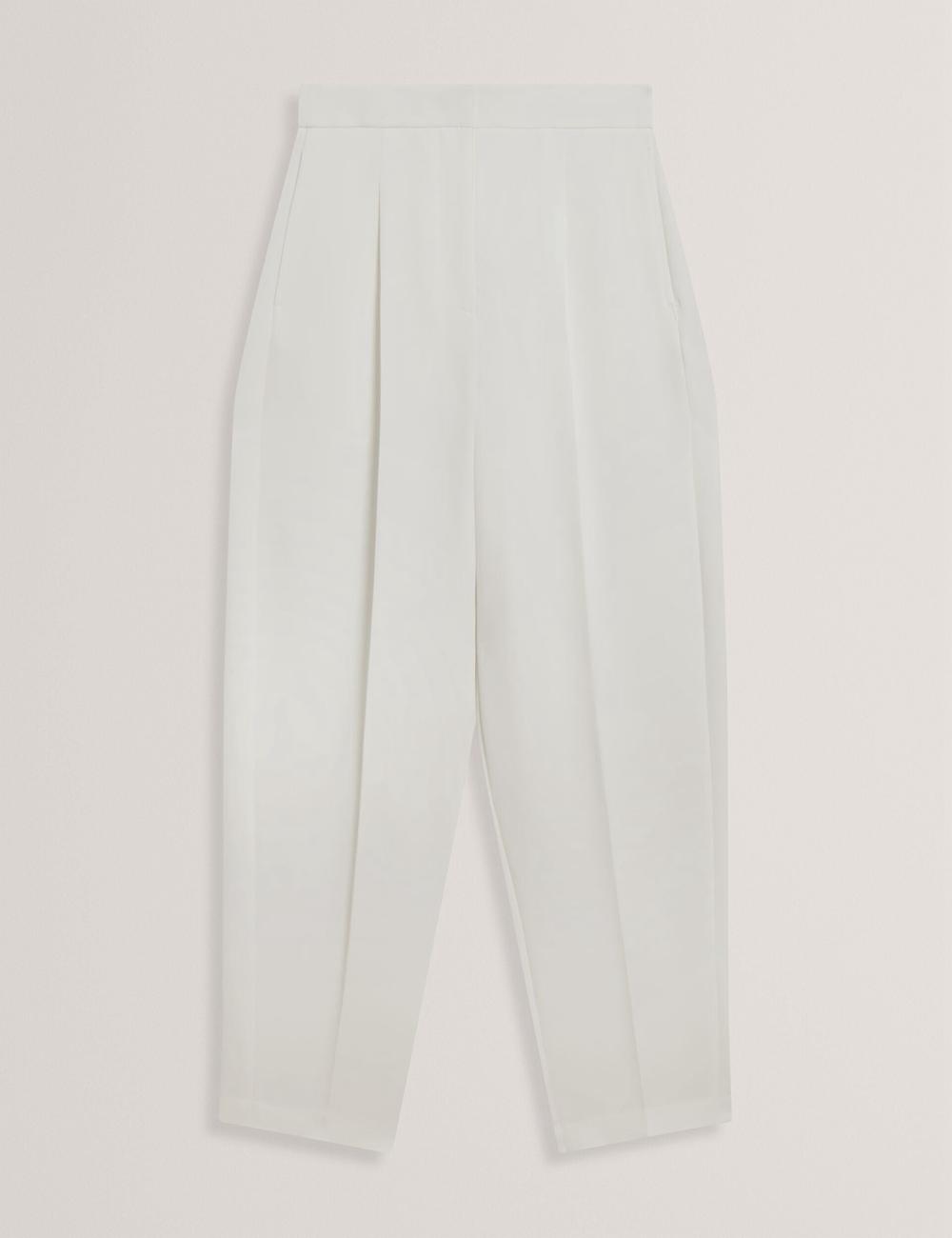 Women Ted Baker MORRIAT - Barrel Leg Woven Tailored Trousers Ivory | KSA  9582-ENURH