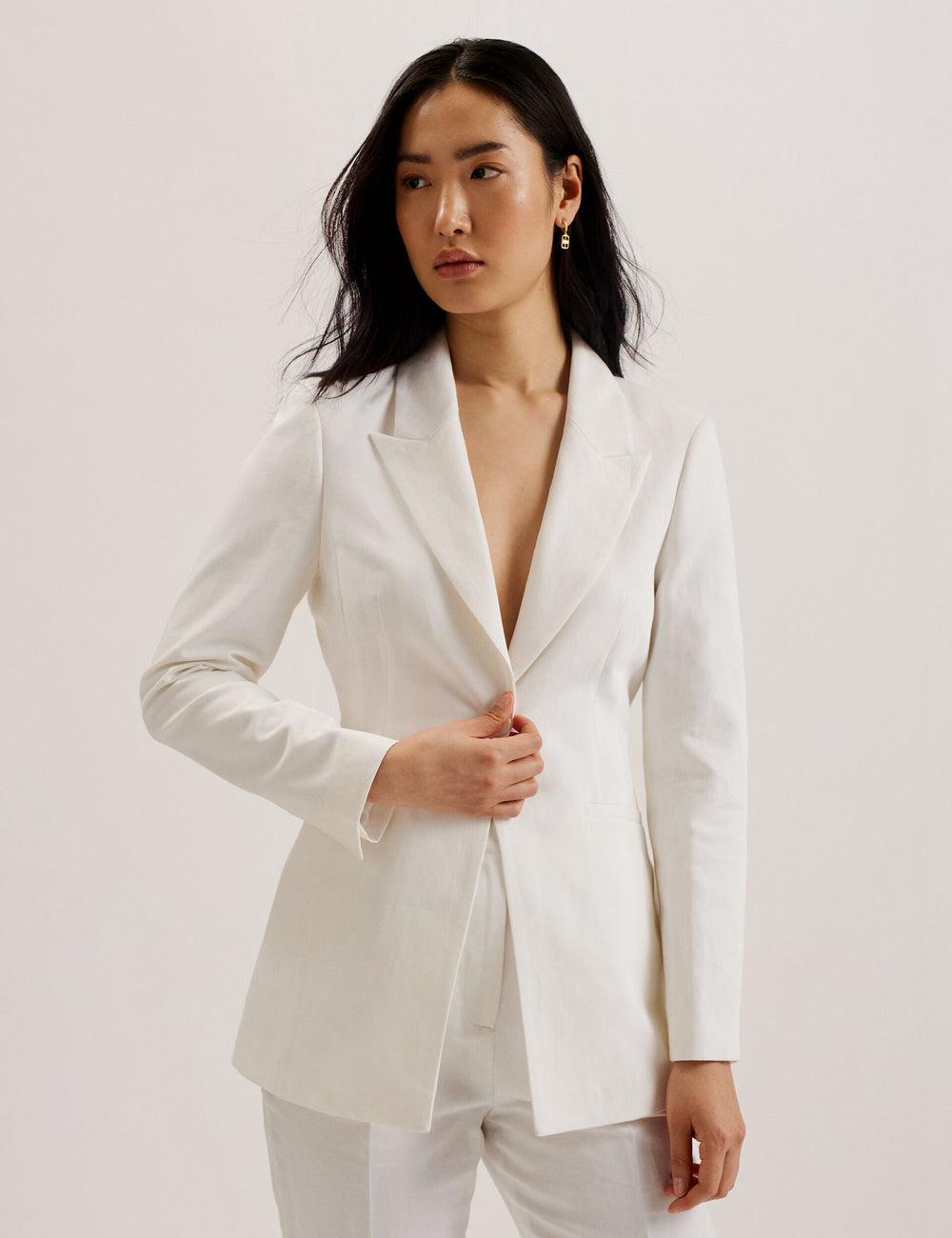 Women Ted Baker MUSUB - Tailored with Faux Pockets Blazers White | KSA  7610-NOBZE