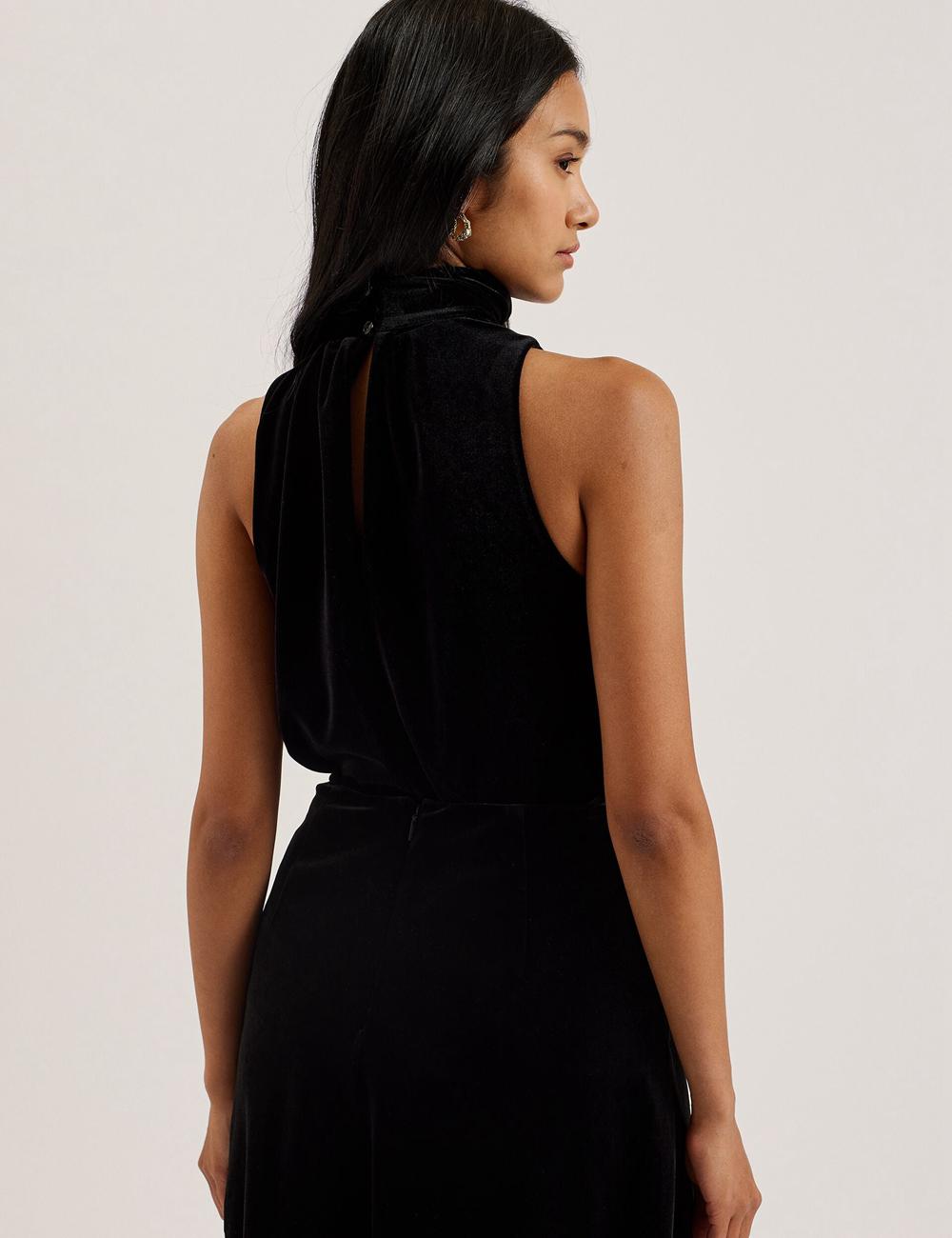 Women Ted Baker NALIAS - Velvet High Cowl Neck Sleeveless Tank Tops Black | KSA  6342-CWFTD