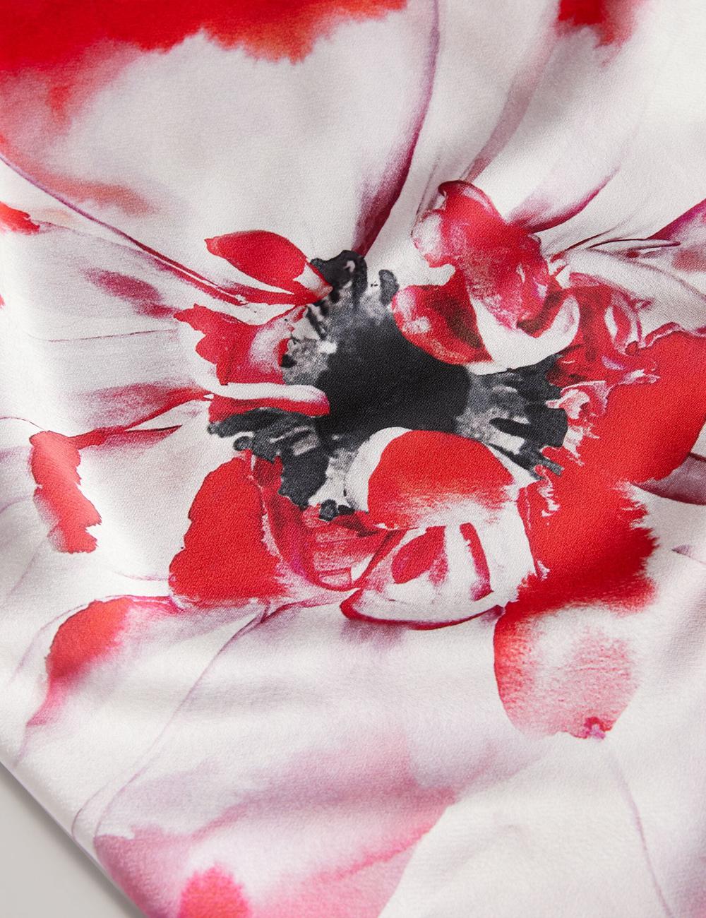 Women Ted Baker NASINU - Printed Satin Batwing Sleeve Midi Dresses Red | KSA  3196-YOJBT