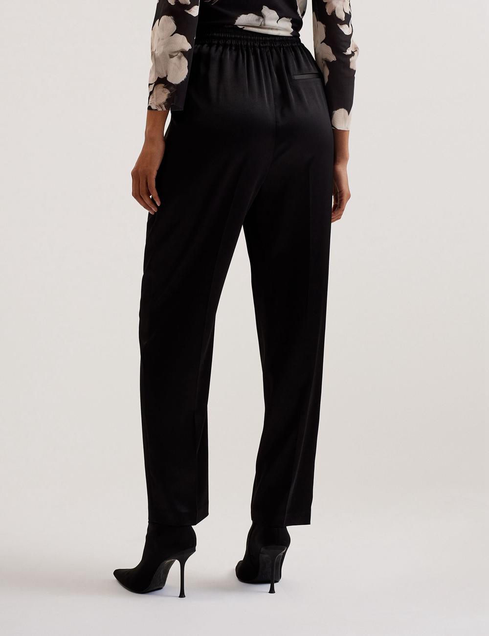 Women Ted Baker NATORI - Satin Elasticated Waist Tapered Joggers Black | KSA  2985-MYOGH