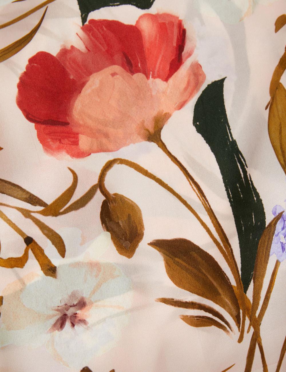 Women Ted Baker NICLAE - Painted Floral Print Square Silk Scarves Pink | KSA  3871-EVGSQ