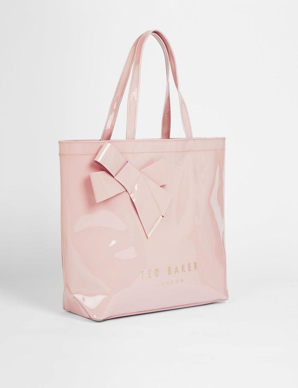 Women Ted Baker NICON - Knot Bow Vinyl Icon Tote Bags Pink | KSA  6348-HGRTP