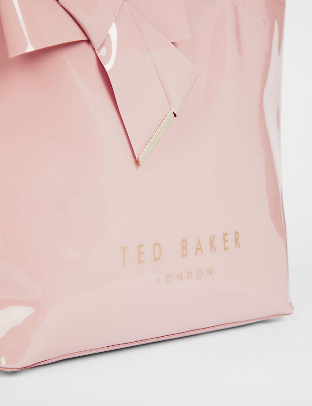 Women Ted Baker NICON - Knot Bow Vinyl Icon Tote Bags Pink | KSA  6348-HGRTP