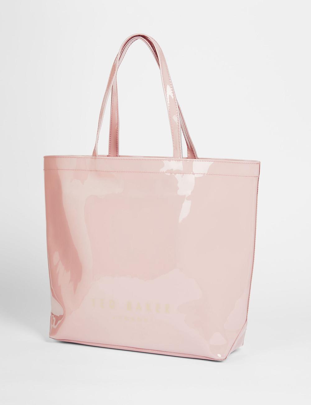 Women Ted Baker NICON - Knot Bow Vinyl Icon Tote Bags Pink | KSA  6348-HGRTP