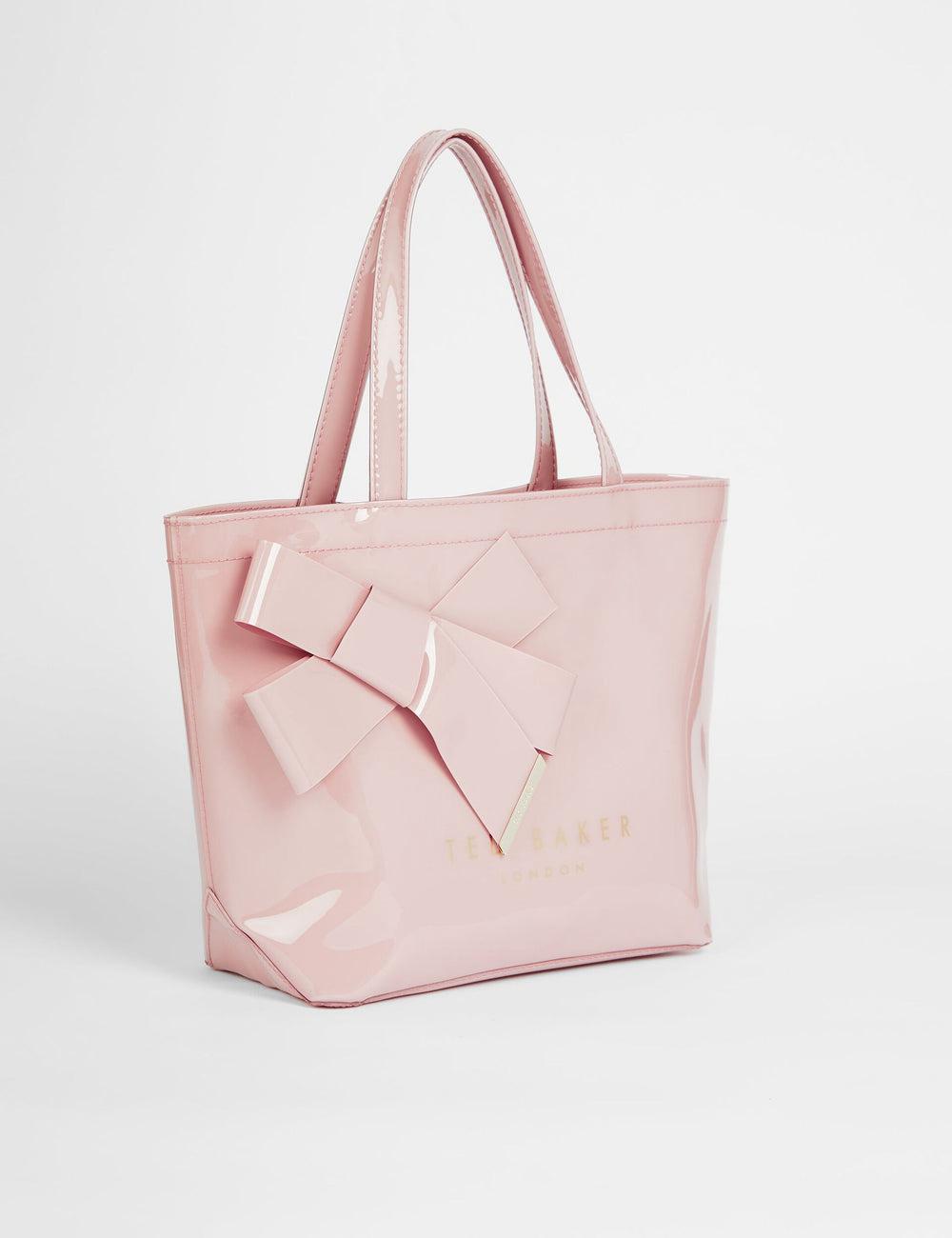 Women Ted Baker NIKICON - Small Knot Bow Vinyl Icon Tote Bags Pink | KSA  1024-JKPCM