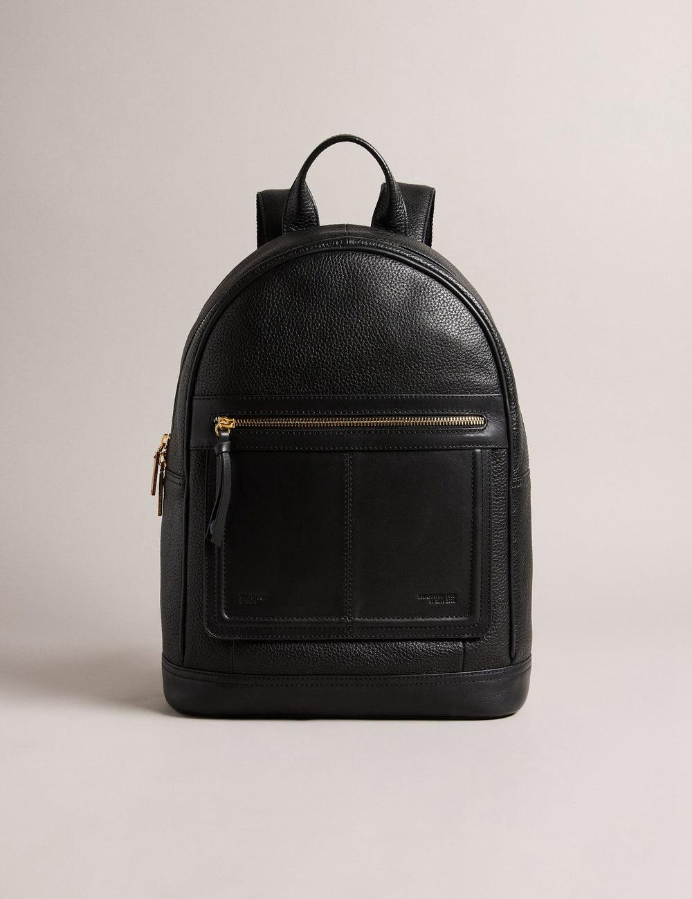 Women Ted Baker NISHAY - Leather Zip Pocket Laptop Backpacks Black | KSA  3649-CVJMF