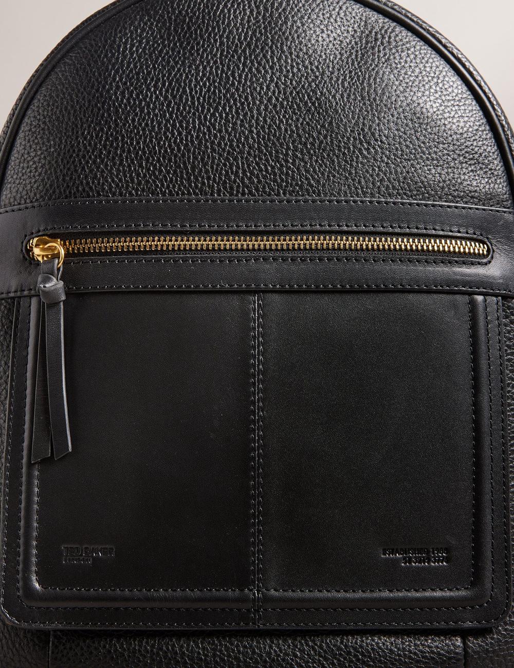 Women Ted Baker NISHAY - Leather Zip Pocket Laptop Backpacks Black | KSA  3649-CVJMF