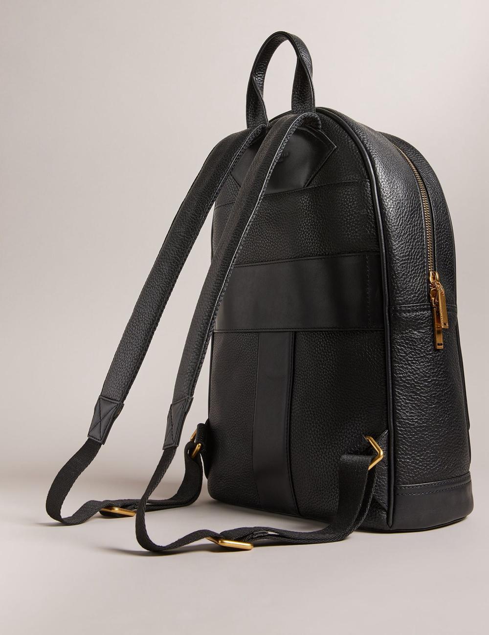 Women Ted Baker NISHAY - Leather Zip Pocket Laptop Backpacks Black | KSA  3649-CVJMF