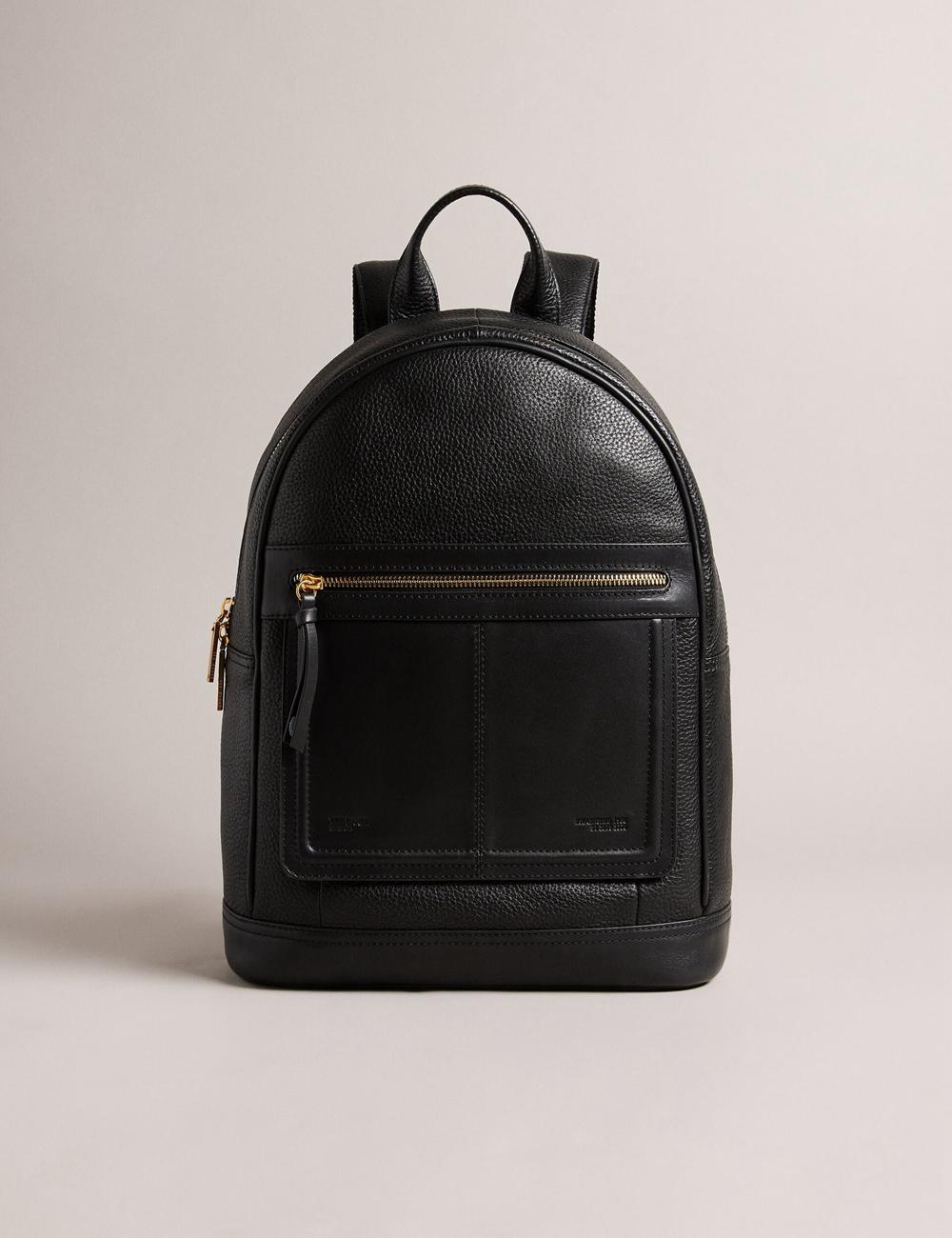 Women Ted Baker NISHAY - Leather Zip Pocket Laptop Backpacks Black | KSA  3649-CVJMF