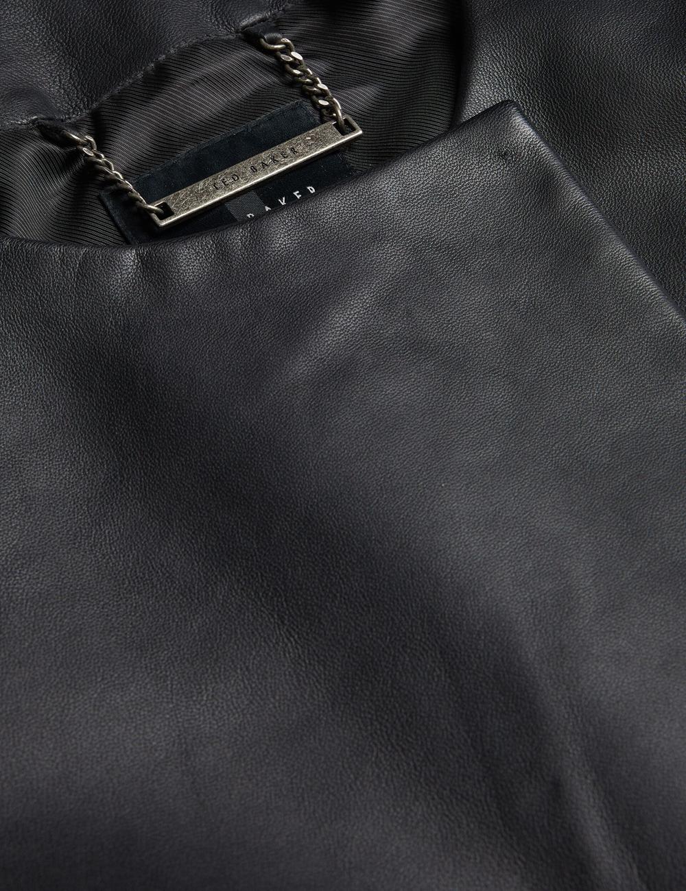 Women Ted Baker OBINO - Cropped Sleeve Open Leather Jackets Black | KSA  8457-YHMFQ
