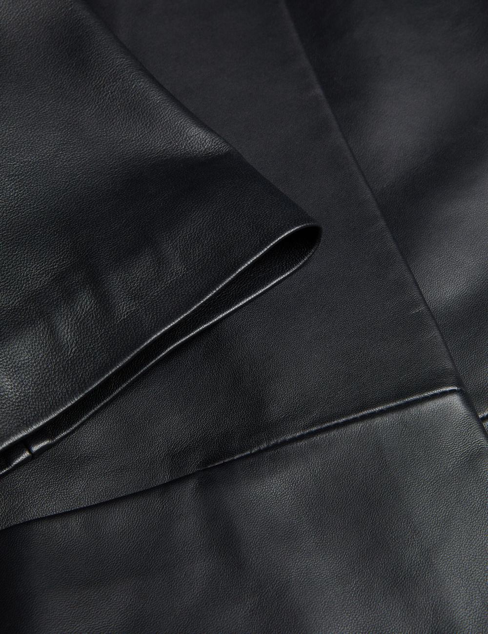 Women Ted Baker OBINO - Cropped Sleeve Open Leather Jackets Black | KSA  8457-YHMFQ