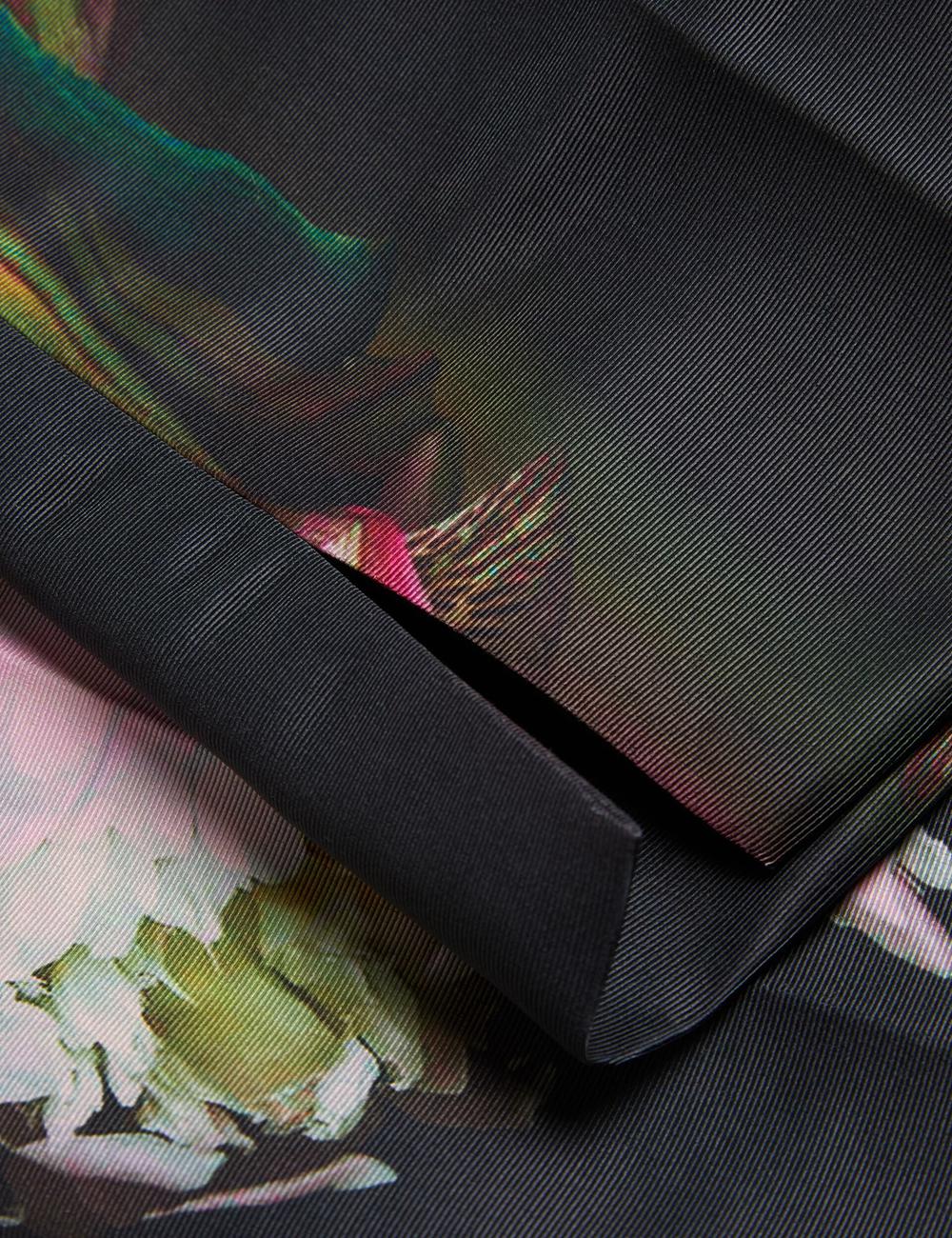 Women Ted Baker OKUNIT - Tapered Leg Floral Print Tailored Trousers Black | KSA  8573-GIVAF