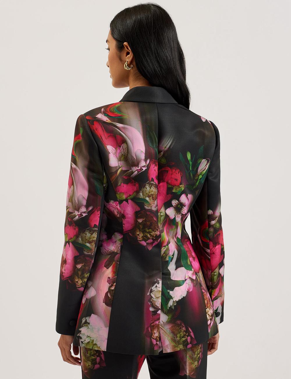 Women Ted Baker OKUNI - Fitted Floral Print Tailored Blazers Black | KSA  9657-XDTPS