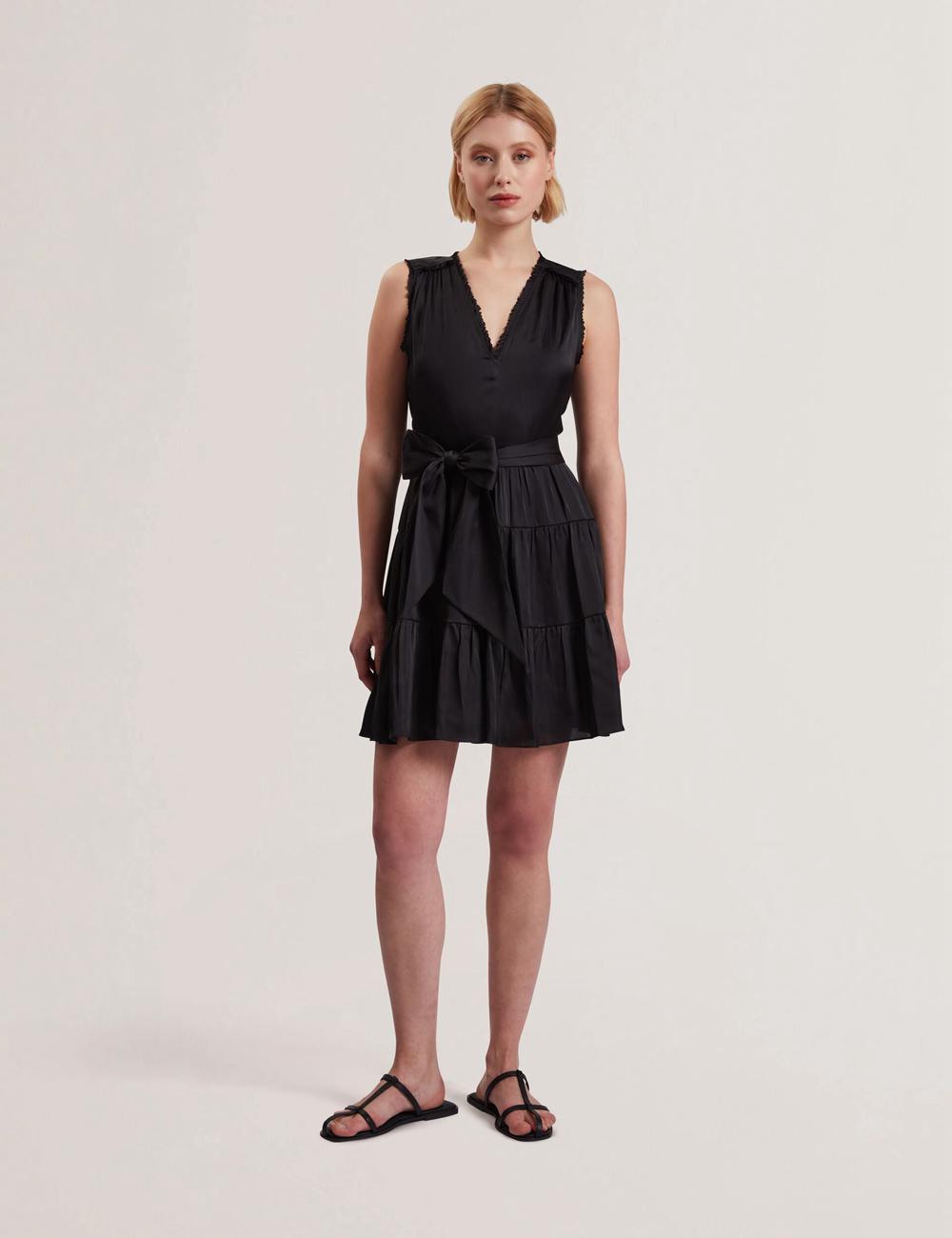 Women Ted Baker OTIANA - Sleeveless Waistred Mini Dresses Black | KSA  1845-IRBUW