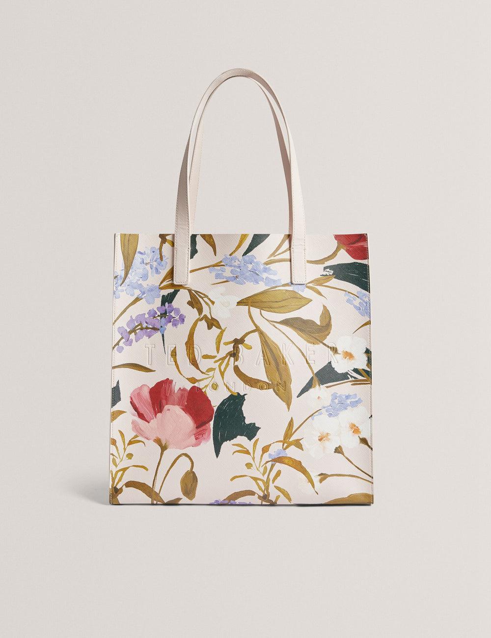 Women Ted Baker PALAMAA - Floral Print PU Leather Large Tote Bags Pink | KSA  3798-LIWHX