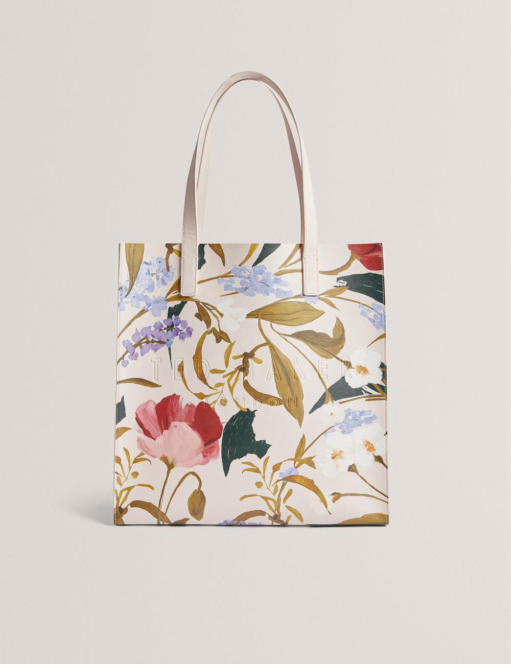 Women Ted Baker PALAMAA - Floral Print PU Leather Large Tote Bags Pink | KSA  3798-LIWHX