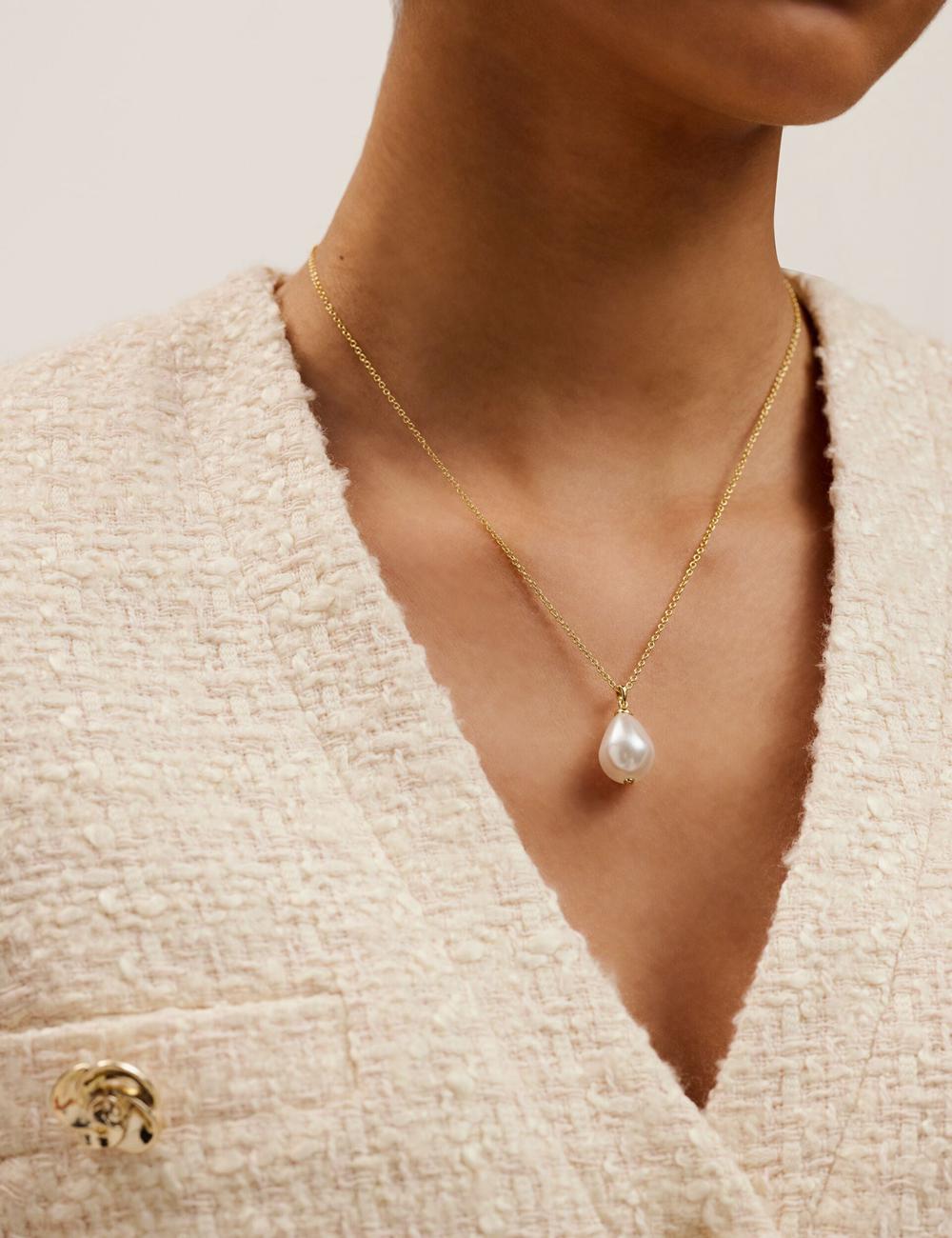 Women Ted Baker PARMLIA - Pearl Drop Pendant Necklaces Gold | KSA  4826-OLDHT
