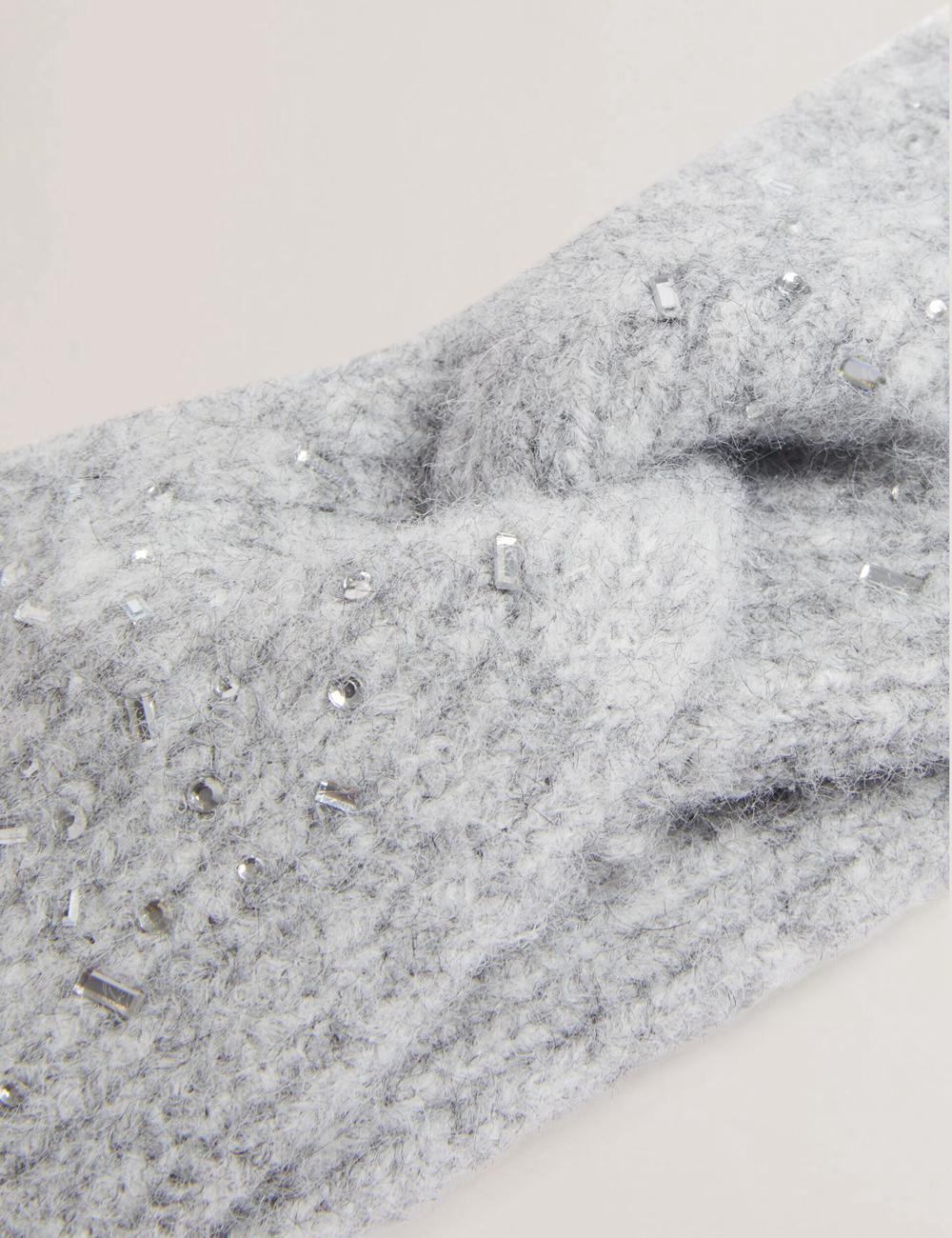 Women Ted Baker PENAOPA - Rhinestone Detail Knitted Headbands Grey | KSA  0361-EVUYP