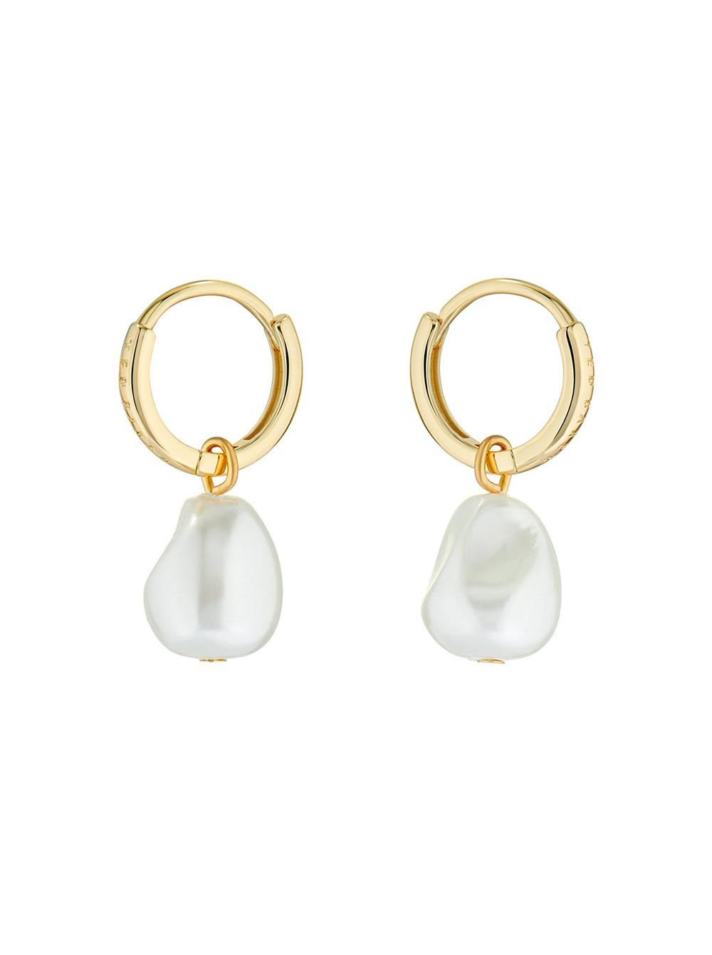Women Ted Baker PERIAA - Pearl Drop Pendant Huggie Earrings Gold | KSA  4765-WYJCQ