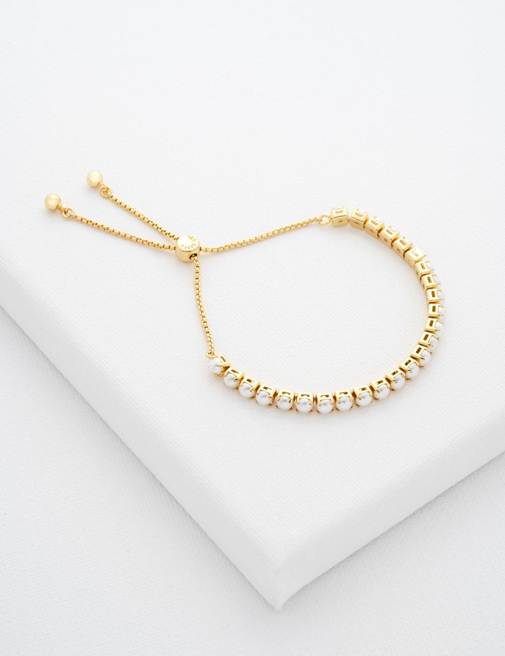 Women Ted Baker PERRMEL - Pearl Adjustable Tennis Bracelets Gold | KSA  7630-BPEIY