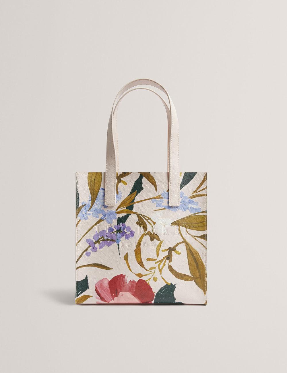 Women Ted Baker PHYLISA - Floral Print PU Leather Small Tote Bags Pink | KSA  5291-JFLHI