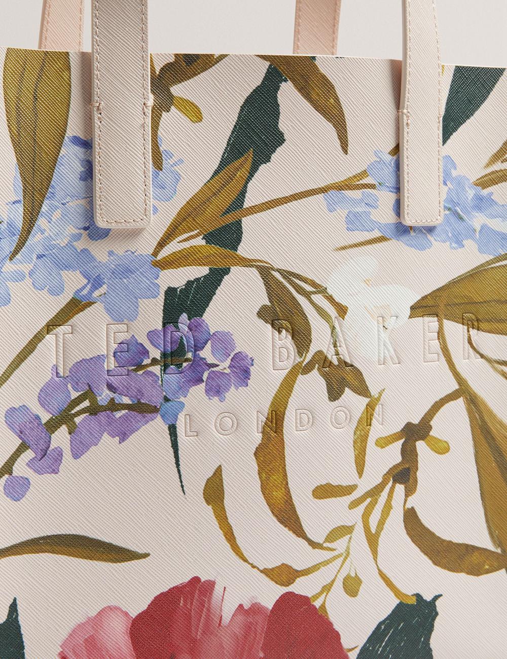 Women Ted Baker PHYLISA - Floral Print PU Leather Small Tote Bags Pink | KSA  5291-JFLHI