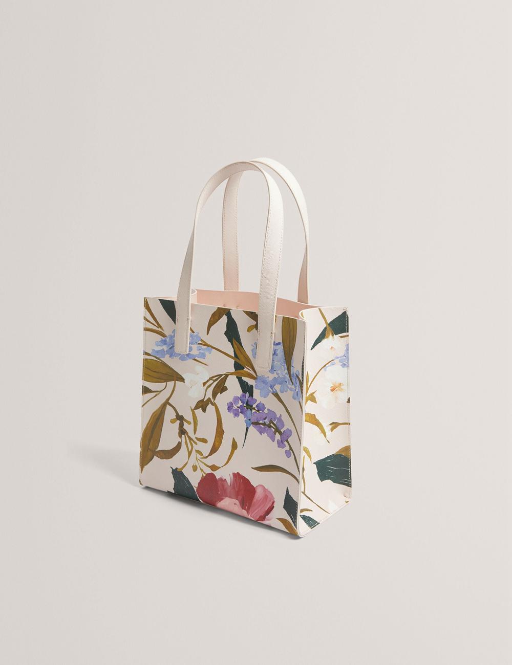 Women Ted Baker PHYLISA - Floral Print PU Leather Small Tote Bags Pink | KSA  5291-JFLHI