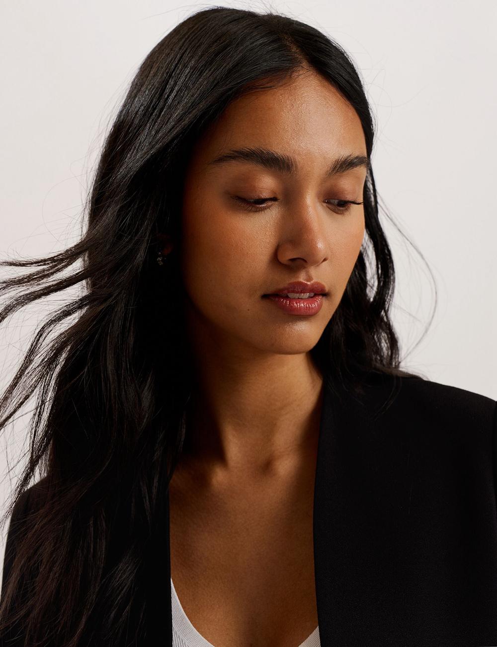 Women Ted Baker POPSY - 3/4 Sleeve Crop Blazers Black | KSA  7038-XIPCS