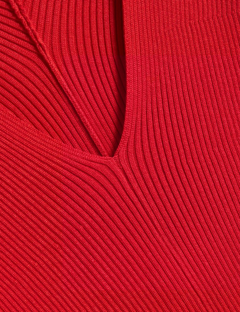 Women Ted Baker PRICILA - Shaped Sleeve Knitted Bodycon Midi Dresses Red | KSA  0958-FCGTI