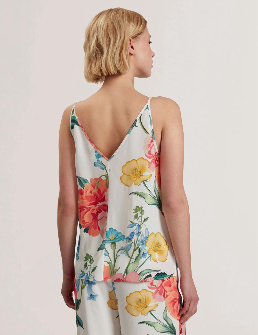Women Ted Baker PURRLA - Floral Print Scoop Neck Sleeveless Tops White | KSA  4876-QPTRZ