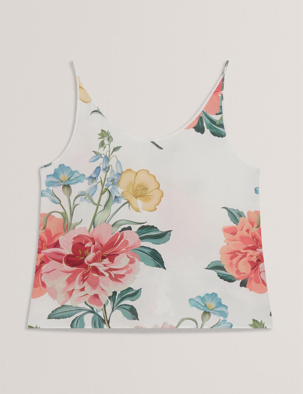 Women Ted Baker PURRLA - Floral Print Scoop Neck Sleeveless Tops White | KSA  4876-QPTRZ