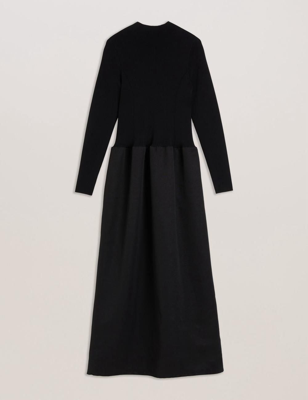 Women Ted Baker PYLIA - Structured With Knitted Bodice Maxi Dresses Black | KSA  7935-MZBHC