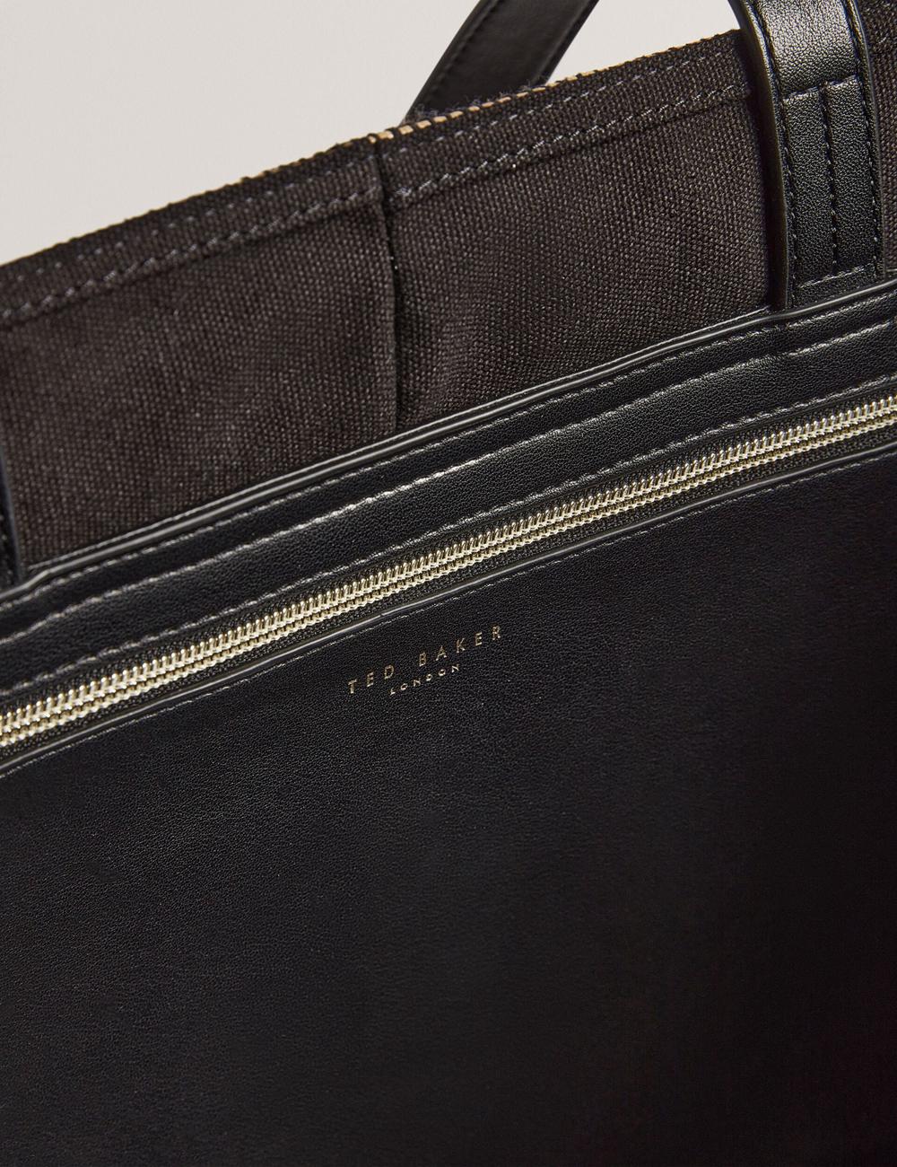Women Ted Baker RAFIYA - Woven Colour Block Folding Shopper Shopper Bags Black | KSA  3719-VFWXB