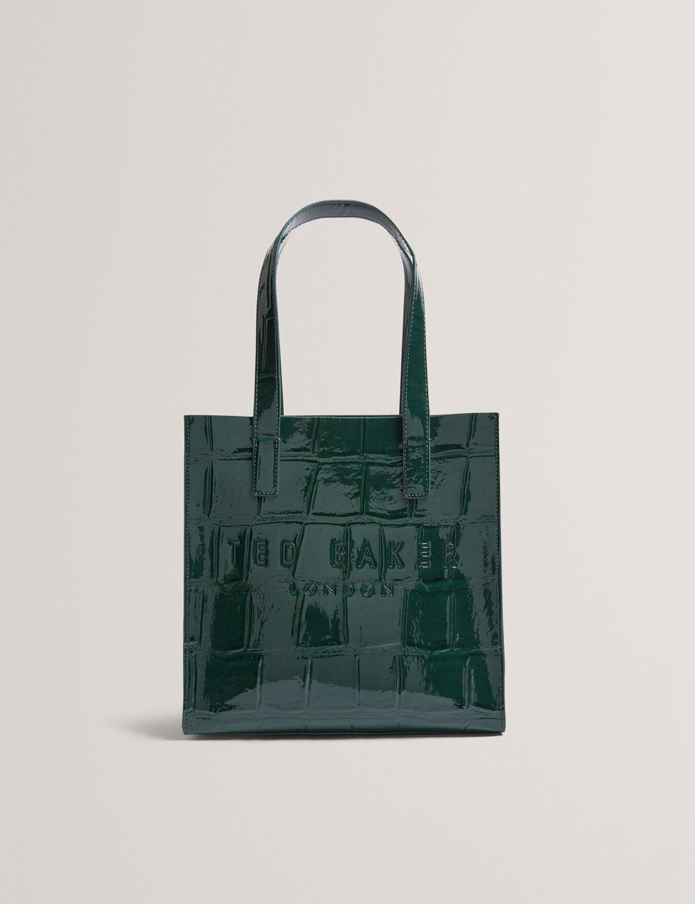 Women Ted Baker REPTCON - Croc Effect Small Tote Bags Mid-Green | KSA  0231-KCETH