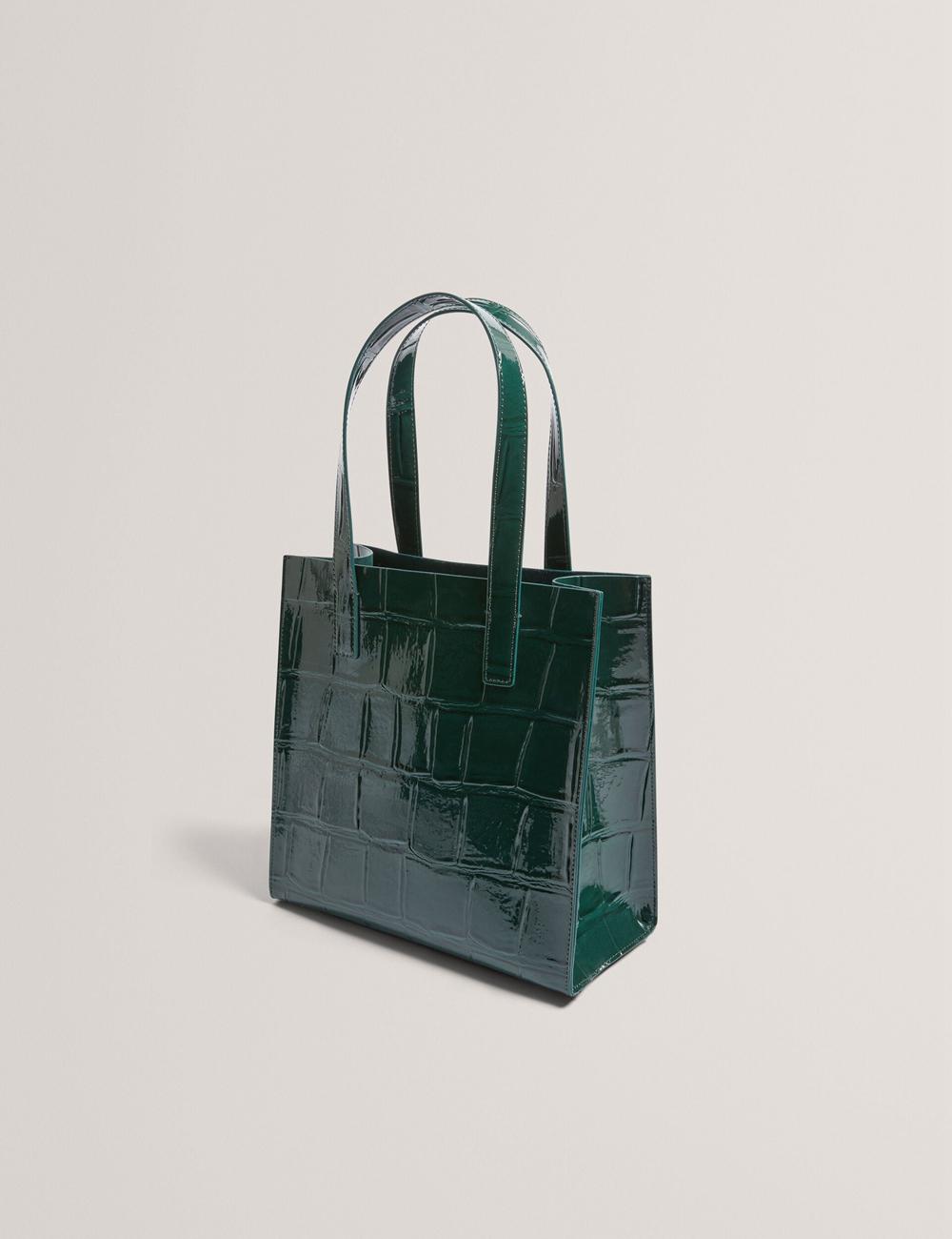 Women Ted Baker REPTCON - Croc Effect Small Tote Bags Mid-Green | KSA  0231-KCETH
