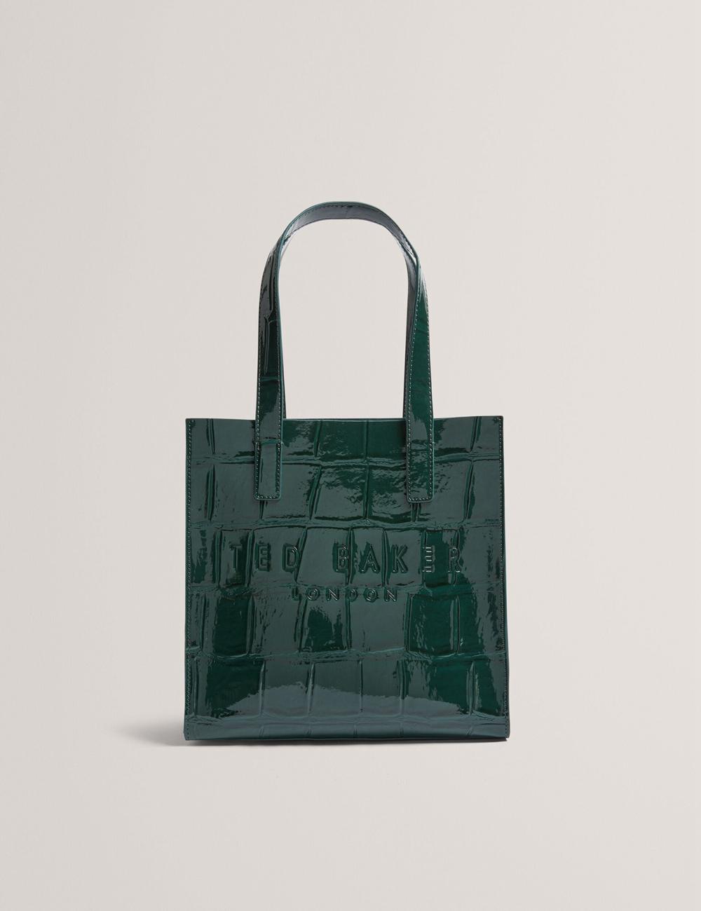 Women Ted Baker REPTCON - Croc Effect Small Tote Bags Mid-Green | KSA  0231-KCETH
