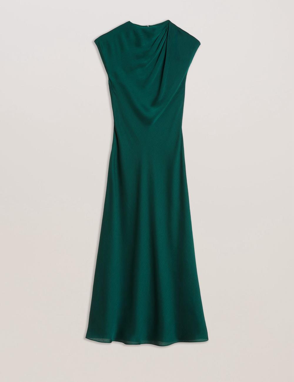 Women Ted Baker RIMINI - Chiffon Drape Neck Detail Maxi Dresses Dk-Green | KSA  3081-KJFDI