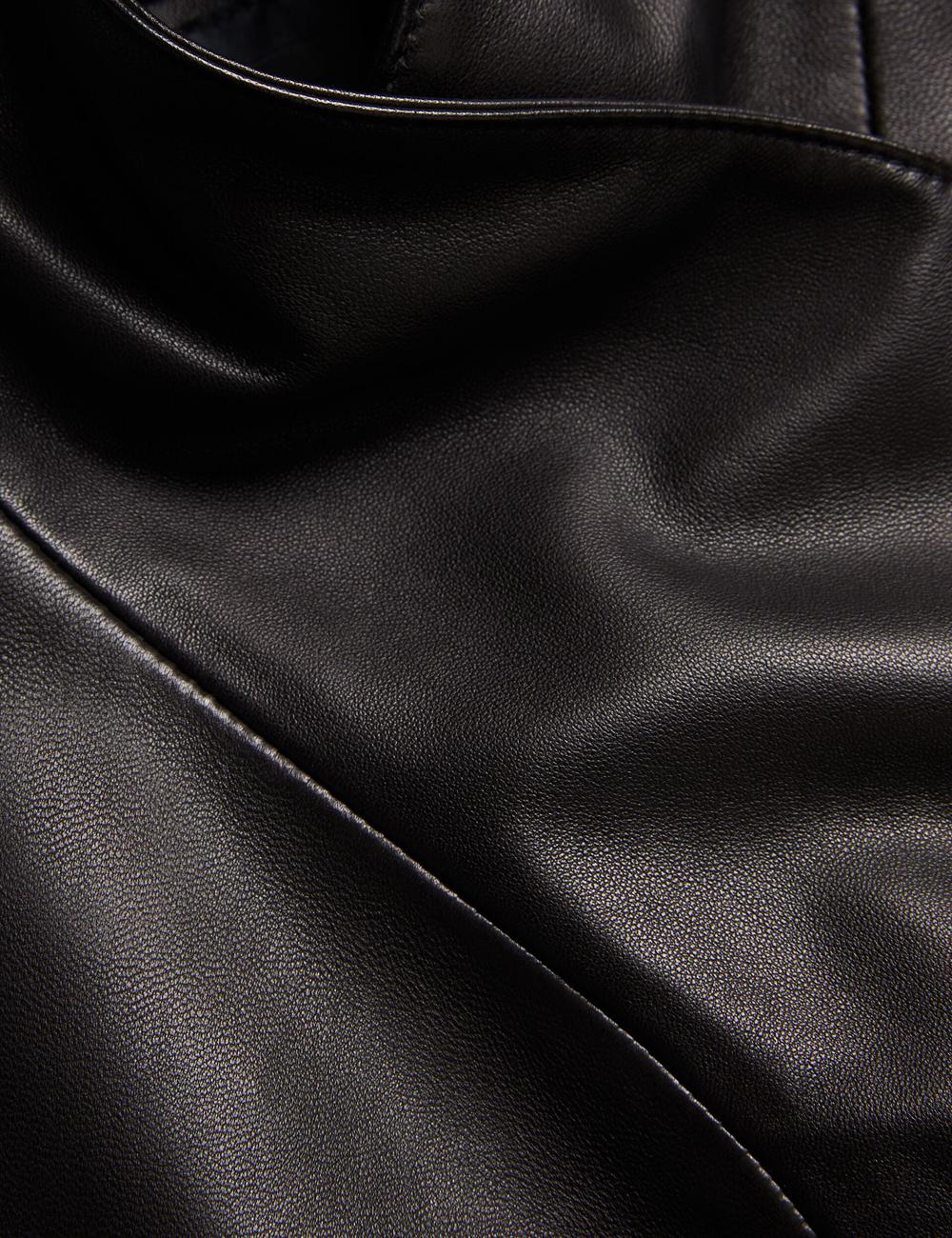 Women Ted Baker RIYOZE - Wrap Front Cropped Leather Jackets Black | KSA  8712-HTGAS