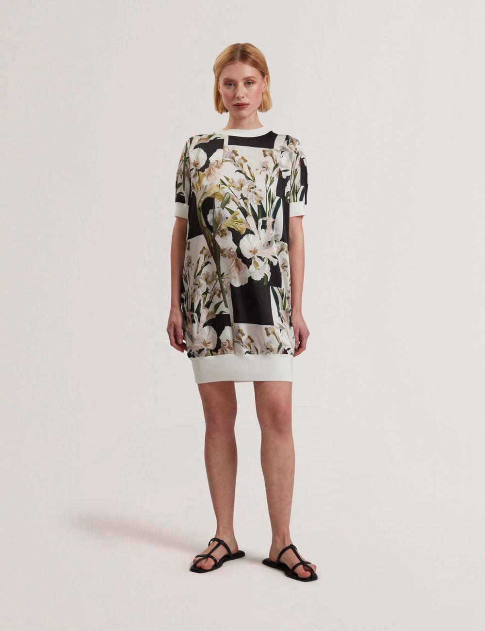 Women Ted Baker RONEEA - Printed Front Knitted Mini Dresses Ivory | KSA  2678-LNMOJ