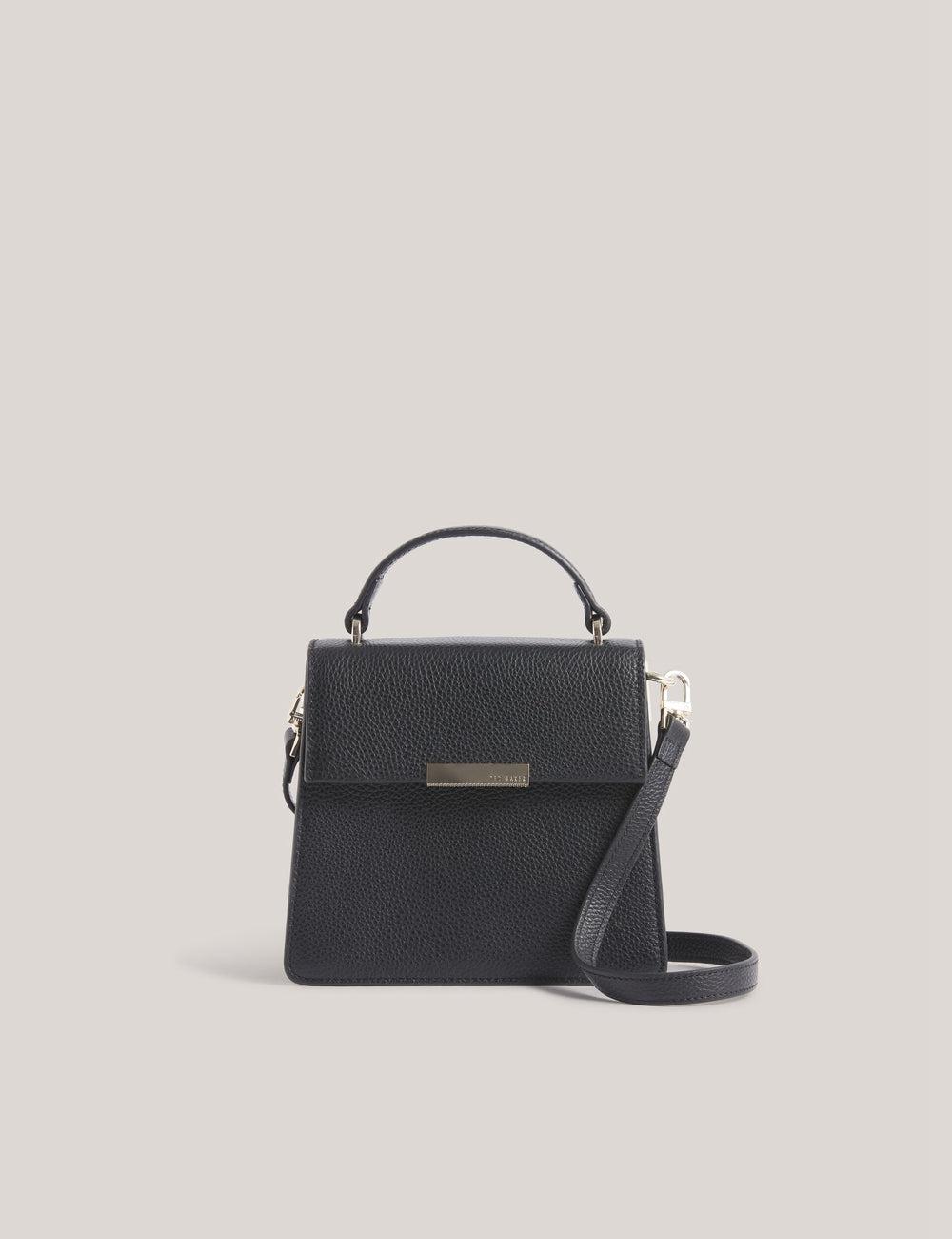 Women Ted Baker ROSELII - Small Top Handle Bar Detail Leather Crossbody Bags Black | KSA  7623-OICWK