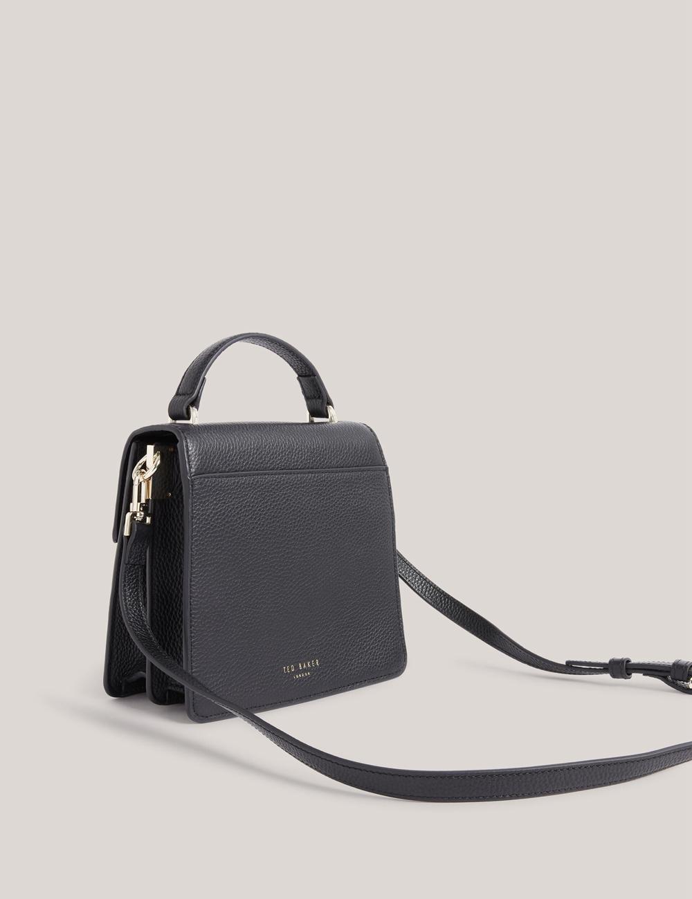Women Ted Baker ROSELII - Small Top Handle Bar Detail Leather Crossbody Bags Black | KSA  7623-OICWK