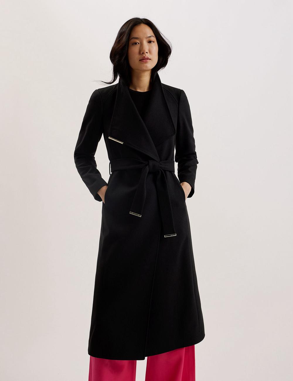 Women Ted Baker ROSELL Wool Wool Coats Black | KSA  8439-DKQVT