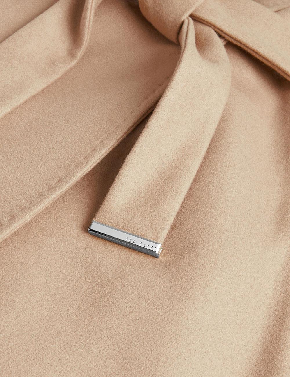 Women Ted Baker ROSE - Midi Length Belted Wool Wrap Coat Jackets Camel | KSA  6280-VLAQM