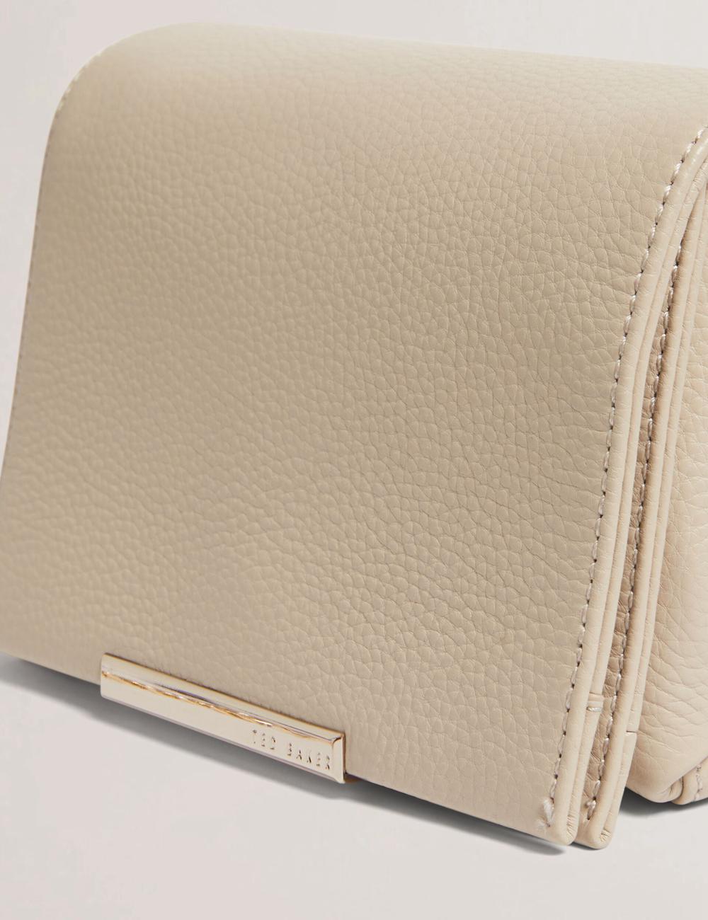Women Ted Baker ROUSEN - Bar Detail Fold Over Leather Crossbody Bags Ecru | KSA  7084-KMZPE