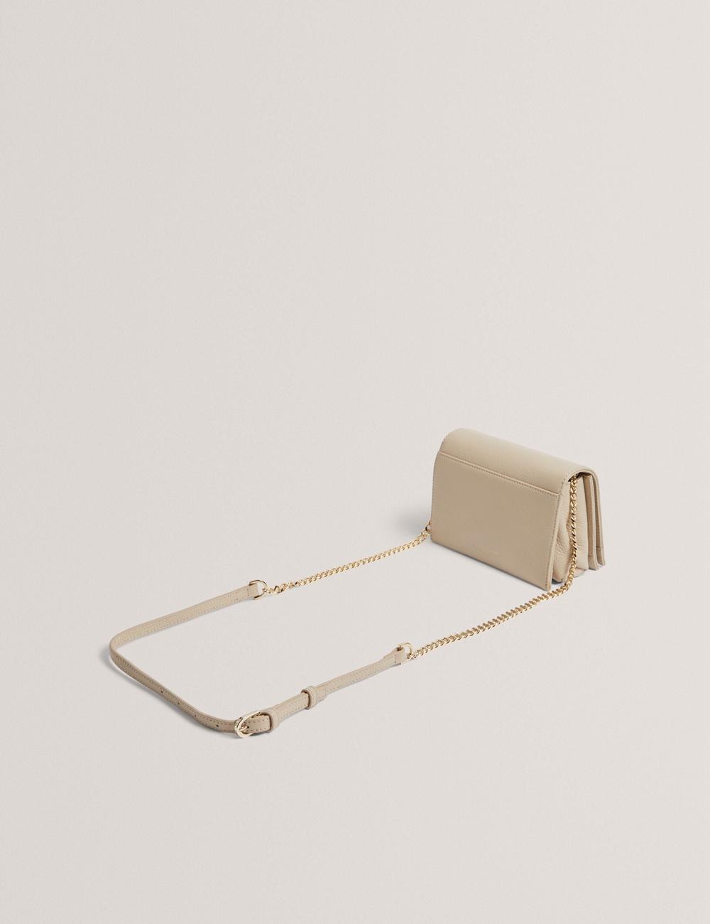 Women Ted Baker ROUSEN - Bar Detail Fold Over Leather Crossbody Bags Ecru | KSA  7084-KMZPE