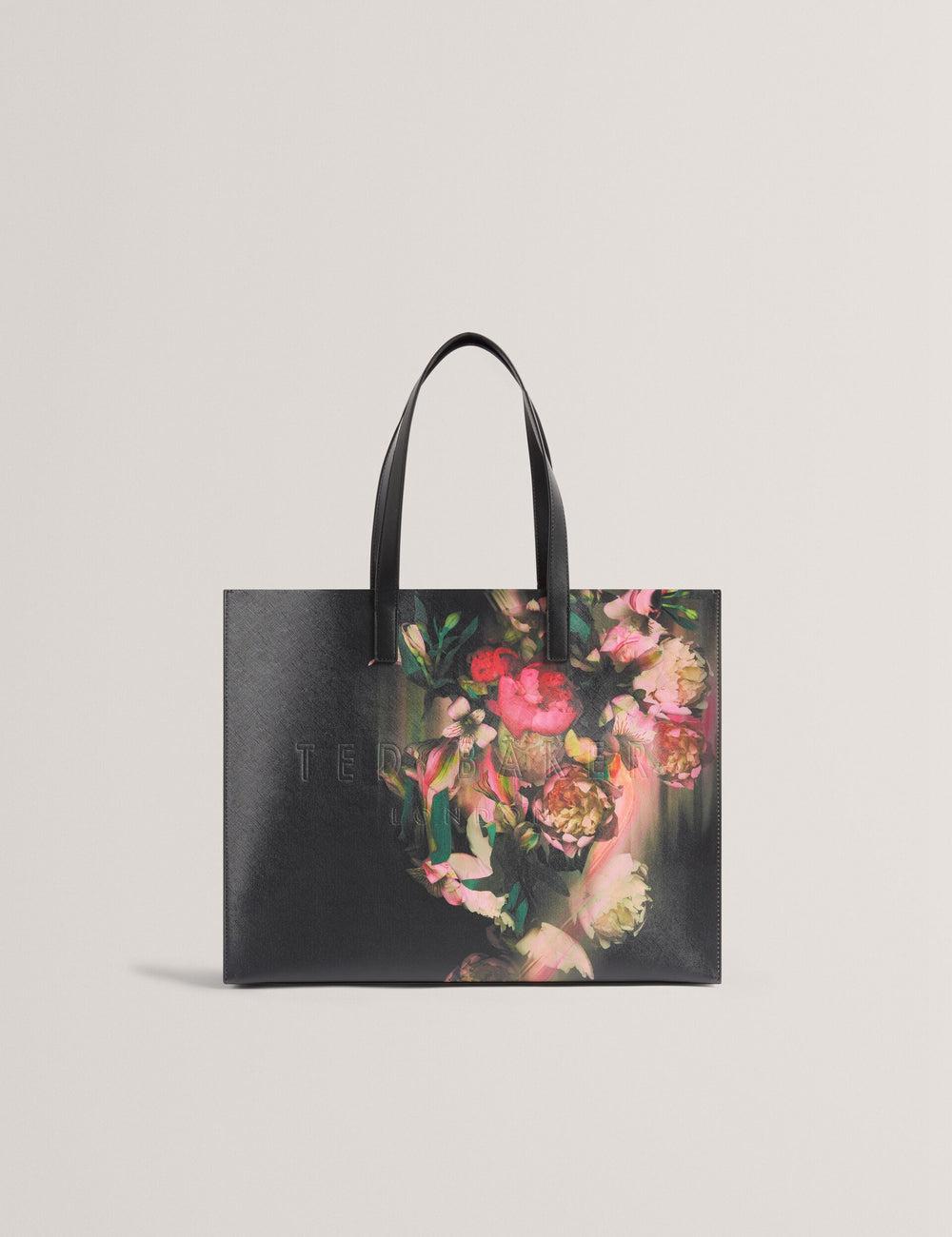 Women Ted Baker SALIINA - Floral Print Wide Icon Tote Bags Black | KSA  8459-WNDQG