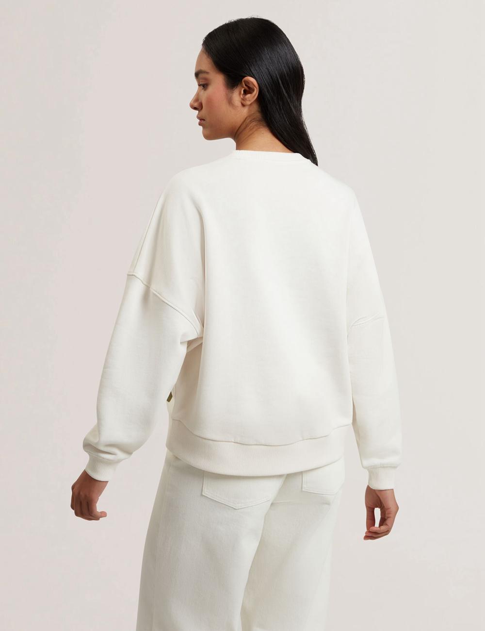 Women Ted Baker SANDERR - Tufted Floral Graphic Cotton Sweatshirts White | KSA  3458-XEBVZ
